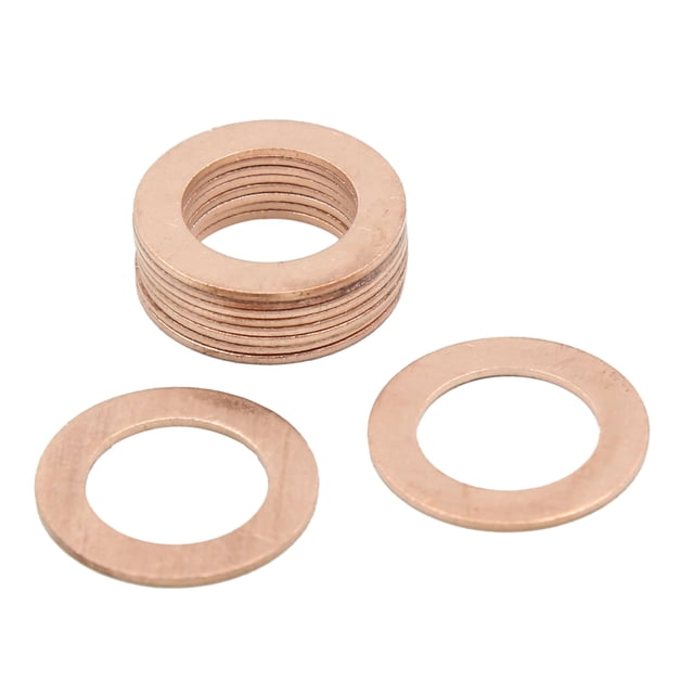 Unique Bargains 15mm Inner Dia Copper Crush Washers Car Flat Sealing Plate Gaskets Rings 10pcs