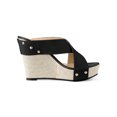 thumbnail image 3 of BLISSFUL STEP Women's Linen Platform Slide Wedge Open Toe Sandals, 3 of 6