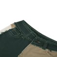 thumbnail image 3 of Women Color Block Jeans Middle Waist Pockets Patchwork Straight Trousers Casual Style Bottoms Green XXL, 3 of 7