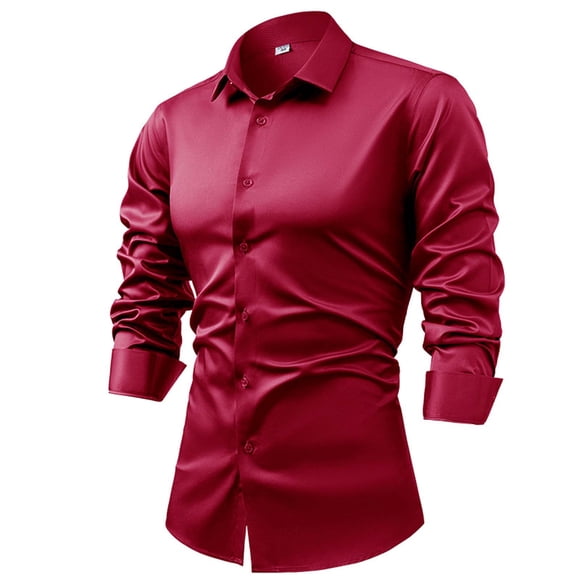 Dagugfen Mens Dress Shirts Button up Long Sleeve Satin Comfy Formal Slim Business Casual Office Shirts