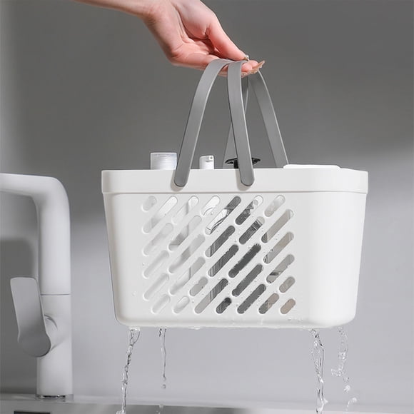Panier de Douche Portable avec Poignées Ajourées, Fourre-Tout de Bain, Organisateur de Rangement pour Articles de Toilette pour Dortoir et Salle de Bain