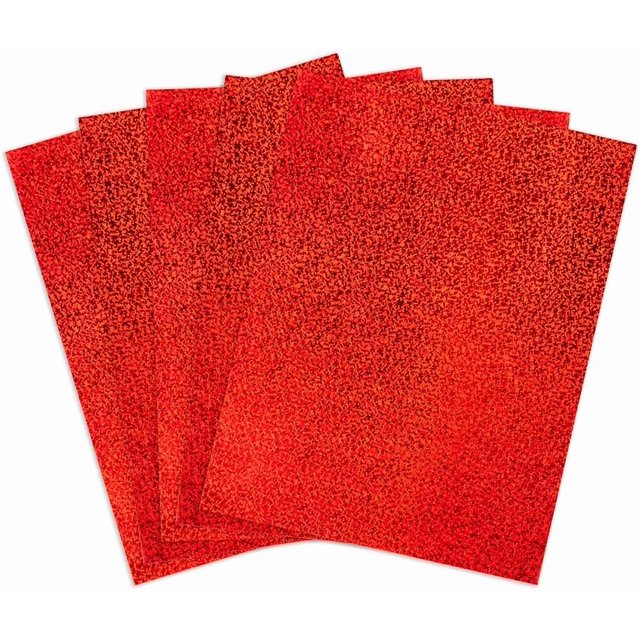 Papier Holographique Auto-Adhésif, 8.5 Pouces par 11 Pouces, Rouge Scintillant