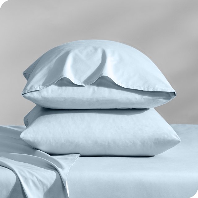 Bare Home Percale Weave Pillowcase Set - 300 Thread Count - 100% Organic Cotton - Standard, Winter Blue