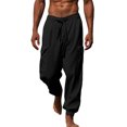 thumbnail image 1 of xiaxaixu Men Cargo Pants, Elastic Waist Drawstring Solid Loose Casual Pants Trousers with Pockets, 1 of 7