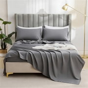 YYV Bedding Set Home Linens Solid Brushed Bed Sheet Three Piece Bedding Set Soft Durable Hypoallergenic Fitted Sheet Pillowcases Cozy Bedroom Linen Set Comfort Bedding