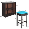 thumbnail image 2 of Patiojoy 3PCS Patio Wicker Rattan Bar Set Table w/2 Turquoise Cushioned Stools, 2 of 8