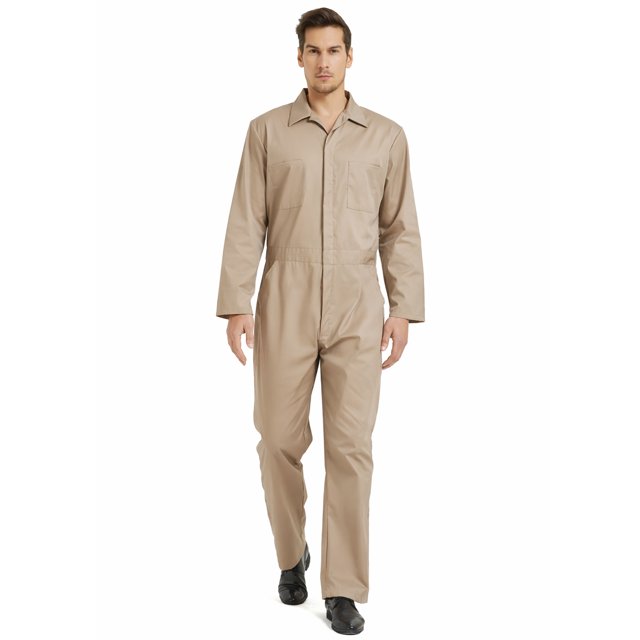 TOPTIE Men\'s Long Sleeve Coverall, Action Back Coverall Relaxed Fit, Work Wear Suit