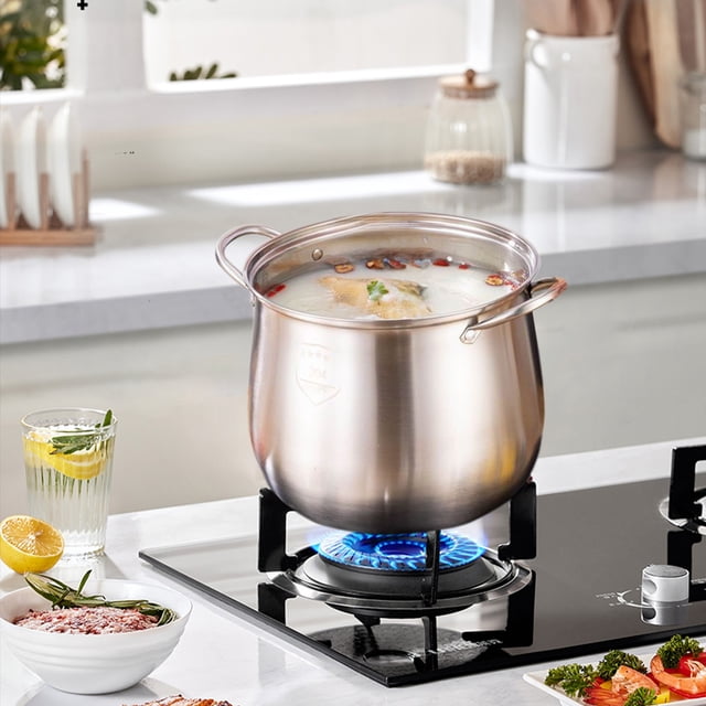 ZZkhGO Stainless Steel Stock Pot with Lid, Induction Oven Safe Soup Pot, Dishwasher Safe Cooking Pot for Kitchen