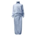 thumbnail image 3 of Womens 2 Piece Sweater Skirt Set - Polyester, Mock Neck, Long Sleeve - S-XXL, 3 of 4