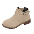 thumbnail image 1 of Wensltd Ankle Boots for Women Wide With Round Toe Short Booties with Side Zipper Fall Winter Suede Boots, 1 of 9