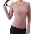 thumbnail image 3 of Hvobtty T-Shirt à Manches Longues Décontracté à Col Rond pour Femmes, Vêtements de Sport de Course à Manches Longues pour Femmes et Tenue de Yoga Respirante Sans Coutures, 3 of 3