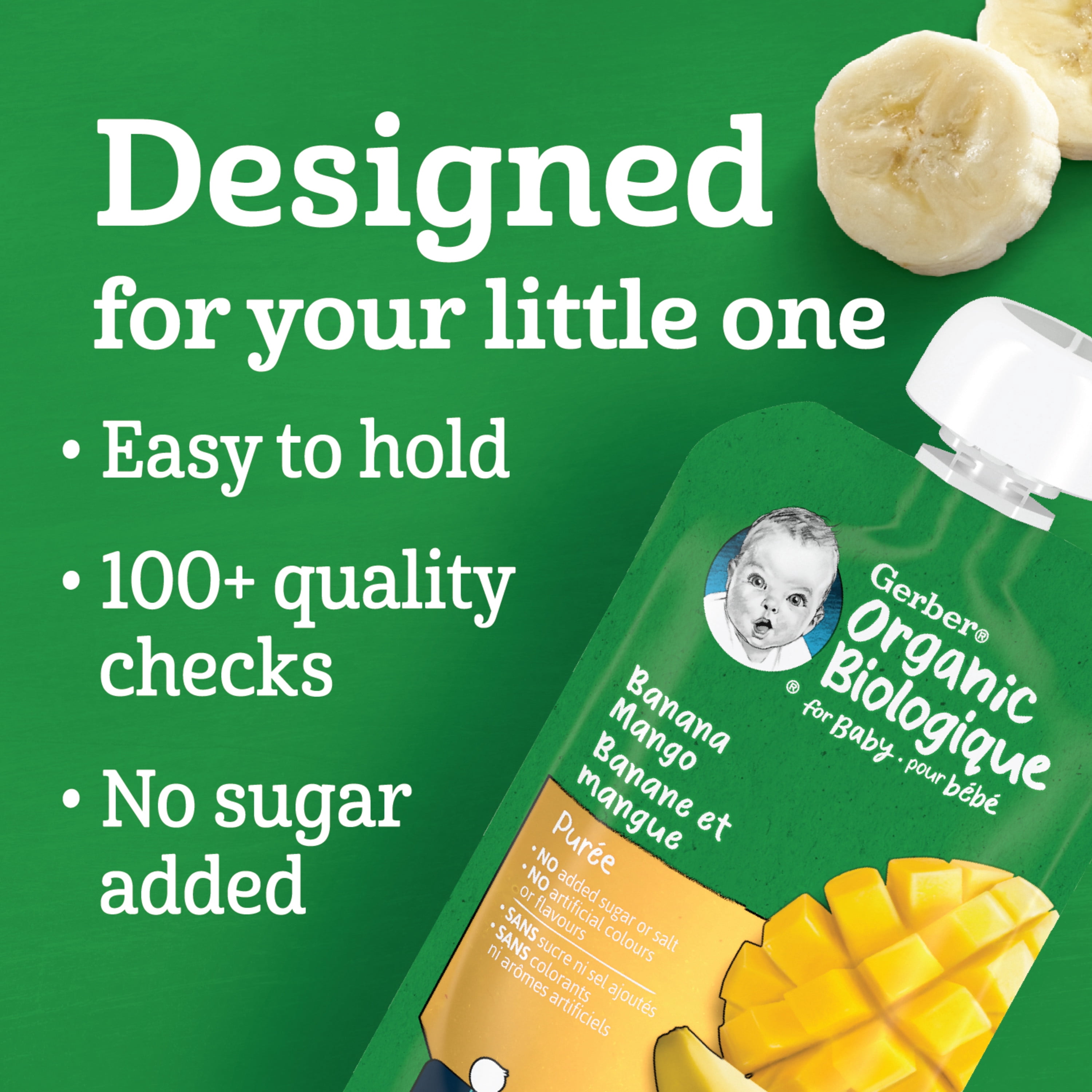 GERBER Purée Biologique, Banane Mangue, Aliments pour Bébés