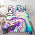 thumbnail image 1 of YST Rainbow Watercolor Bedding Comforter Set Abstract Marble Design, King Size 7pcs Bed in a Bag, 1 of 4