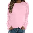 thumbnail image 1 of IROINID en Solde T-Shirt à Manches Longues en Polyester pour Femmes Confortable Col Rond Uni Chandail pour Dames Hauts Blouse, Pink, 1 of 4