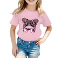 thumbnail image 1 of LUOGENLI T-Shirt pour Filles Enfant Filles Mignon Imprimé Graphique Col Rond Manche Courte Tee Été Décontracté Chemise Hauts Chemises pour Filles Midi Chemises Crayon 5-6 Ans, 1 of 5