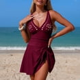thumbnail image 4 of Nmnitkp Womens Plus Size One Piece Swimsuit V Neck Bow Knot Tummy Control Swimwear Bathing Suit Full Coverage Swim Dress, 4 of 5