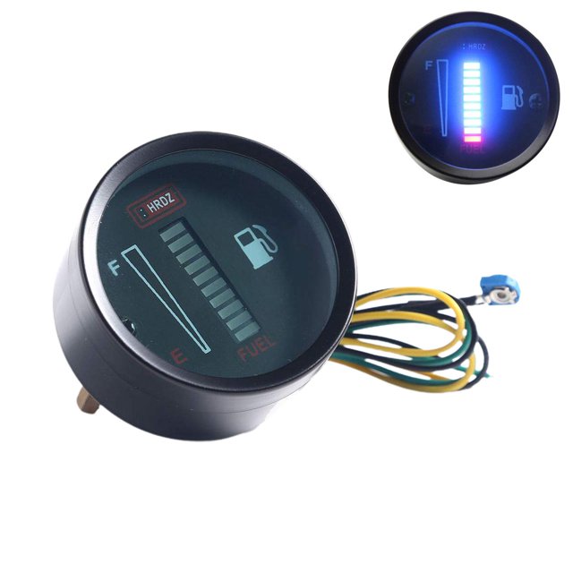 Universal Fuel Level Gauge Car Meter Digital Blue 8 Light Automotive 52mm U8O0