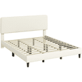 thumbnail image 2 of FullFurnique Upholstered Platform Bed Frame with Wooden Slat Support, King, Beige, 2 of 9