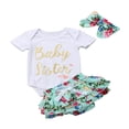 thumbnail image 1 of Barboteuse pour Bébé Fille, Justaucorps Imprimé « Baby Sister », Short, Bandeau, 1 of 5