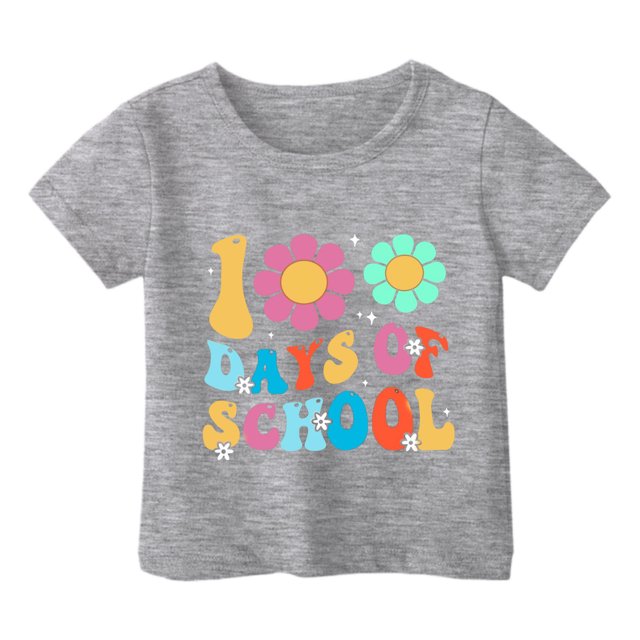 FhsagQ le 7 Juillet Garçon et Fille Mode Décontractée Imprimé Col Rond Ample Manche Courte T-Shirt Haut Filles Printemps le 7 Juillet T-Shirts Taille 8-9 Pâques Gris 10-11 Ans