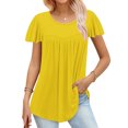 thumbnail image 2 of FAIWAD Tunique d'Été pour Femme à Manches Courtes, Col Rond, T-Shirt Décontracté Plissé, Ample et Fluide, 2 of 5