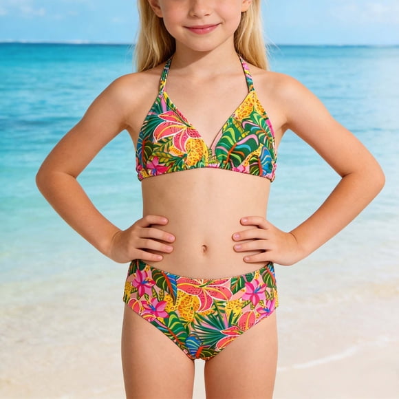 Kids Swimsuit Girls Girls Swimsuit with Shorts Girls' Two-Piece Swimwear Girls Bikini for Teenage Girls 7-8 Years