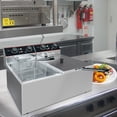 thumbnail image 2 of Friteuse Électrique Commerciale pour la Maison et le Restaurant – Friteuse à Huile en Acier Inoxydable à Double Réservoir 23 Qt/11 L, Paniers Doubles Détachables, Contrôle de Température Indépendant, 1500 W+1500 W, 2 of 8