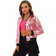 thumbnail image 1 of INSPIRE CHIC Blouson Bomber à Fermeture à Glissière Léger Métallique à Col Montant Holographique pour Femme Roses TP, 1 of 5
