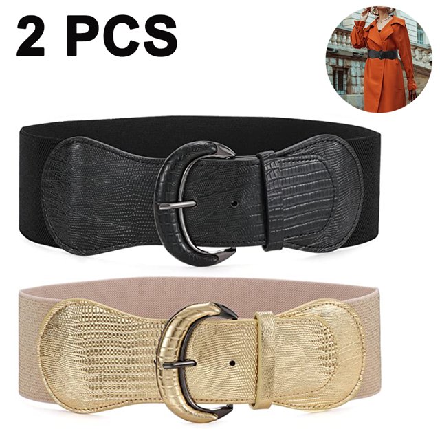 2 Pcs Ceinture Grand Extensible pour Femmes pour Robe Dames Ceinture Élastique à Crochet Boucle