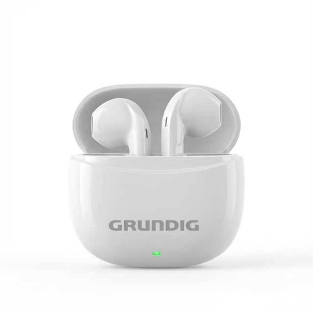 Grundig Bluetooth 5.4 Wireless Earbuds with Charging Case, In-Ear Headphones with Microphone, USB-C, White