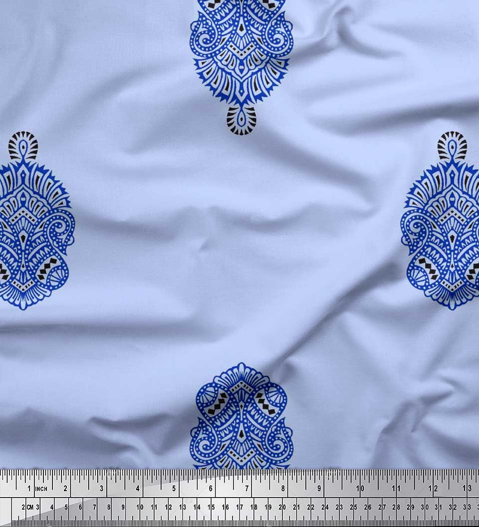 Soimoi Velvet Fabric Paisley Block Print Fabric by The Yard 58 Inch Wide