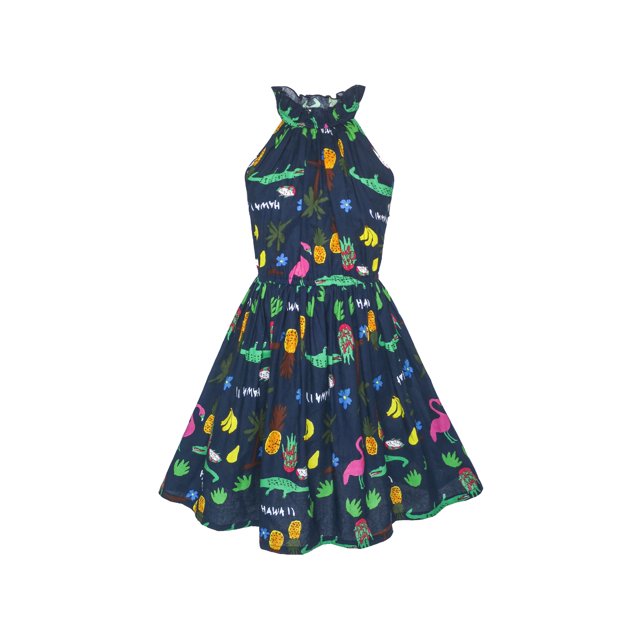 Robe Dos Nu pour Filles Multicolore Imprimé Floral Animal Coton Décontracté 4 Ans