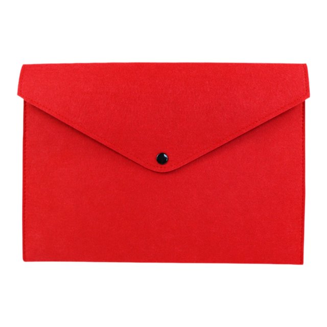 ZTTD Felt File Folder, Durable Briefcase, Document Bag, Paper File Folders, Portfolio Case, Letter Envelope, Handbag Button Closure, for Office Home S-chool Stationery (Z06-Red)