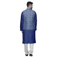 thumbnail image 3 of Atasi Mandarin Collar Traditional Solid Kurta Pajama With Printed Jacket Set, 3 of 3