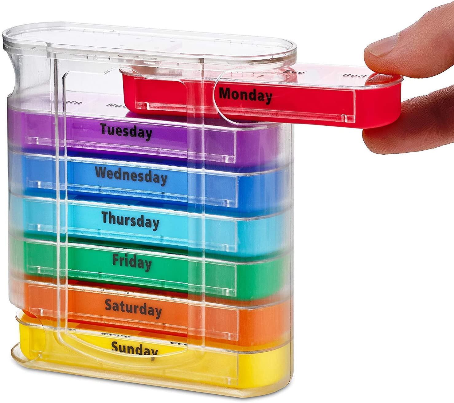 Weekly Pill Organizer, Four Times-a-Day, 1 Dispenser with Stackable AM/PM Compartments