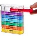 Weekly Pill Organizer, Four Times-a-Day, 1 Dispenser with Stackable AM/PM Compartments