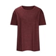 thumbnail image 3 of AherBiu Womens Tops Basic Solid Color Casual Crewneck Short Sleeve Loose Fitting Comfy Tops Tees Shirts, 3 of 4