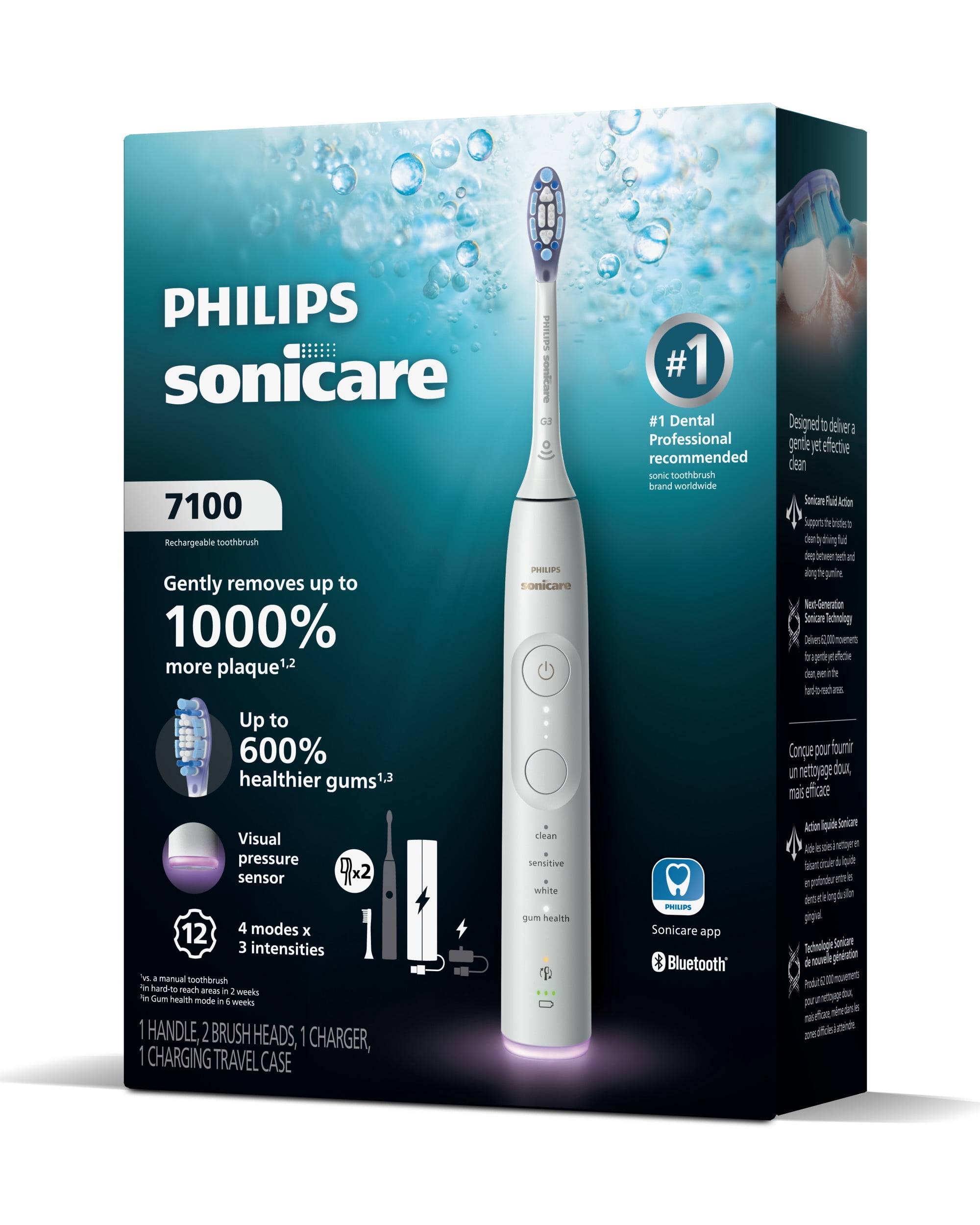 Philips Sonicare Série 7100 Brosse à Dents Rechargeable, Blanche, HX7420