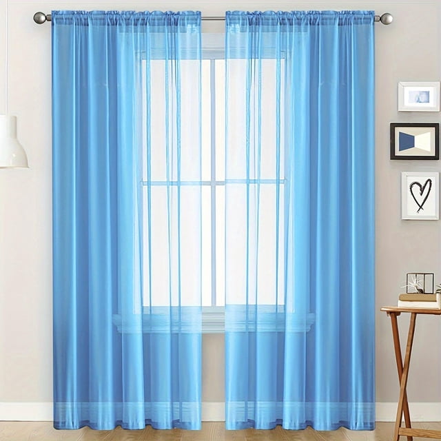 ZENGHUIJ Solid-Color Double-String Polyester Curtain Sheers Semi-Sheer Curtains Rod-Pocket Style Semi-Sheer Curtains