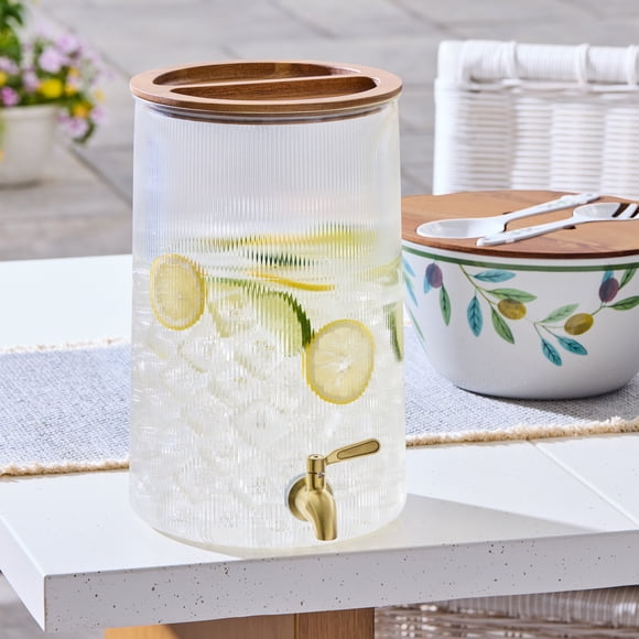 Better Homes & Gardens Acrylic Clear Texture Drink Dispenser, Clear, 1-Count