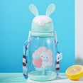 thumbnail image 3 of Rabbit Shaped Straw Water Bottle with Flip Top Lid, Large Capacity Reusable Plastic Bottle for Outdoor, Commute and Daily Hydration, 3 of 6