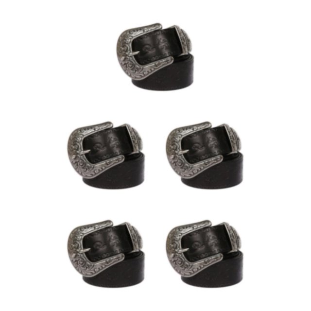 Ruiboury Embossed Pattern Belt With Fine Craftsmanship For Vintage And Western Looks Long Fashion Embossed Pattern Rivet Belt round flowers black 110cm 5Set