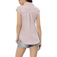 thumbnail image 3 of INSPIRE CHIC Women's Point Collar Short Cap Sleeves Plaids Button Down Shirt XS Pinks, 3 of 6