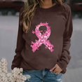 thumbnail image 2 of QATAINLAV Chandail de Sensibilisation au Cancer du Sein pour Femmes Ruban Rose Graphique Chandails de Base Col Rond Manches Longues Chandail à Enfiler Hauts Aujourd'hui Ventes Prime Brun TG, 2 of 5