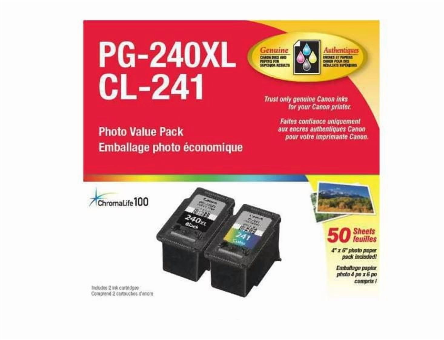 Canon Paquet de papier photo PG-240XL et CL-241 de 50 feuilles