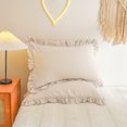 thumbnail image 1 of Move Over Beige Grey Ruffle Pillow Shams Queen Ruffled Pattern Linen Grey Boho Pillowcases 100% Washed Microfiber, 1 of 5