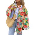 thumbnail image 1 of Wangscanis Manteau Matelassé Ample d'Hiver pour Femme à Imprimé Floral, Boutonné, à Manches Longues, Rembourré, Manteau Chaud d'Extérieur, 1 of 9