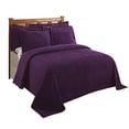 thumbnail image 3 of Better Trends Jullian Collection Couvre-Lit en Coton Chenille Grand Lit Rayures Prune, 3 of 3