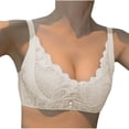 thumbnail image 1 of HVOBTTY Soutien-Gorge Rehausseur Sans Fil pour Femmes, Soutien-Gorge Quotidien pour Femmes Mode Couleur Unie Transparent Dentelle Sans Armatures Bonnets Fixes Effet Rassemblement Blanc, 38, 1 of 4