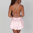 thumbnail image 4 of AherBiu Satin Dress for Women Sleeveless Crossover Strap Hollow Back Ruffle Layered Party Mini Dress, 4 of 7